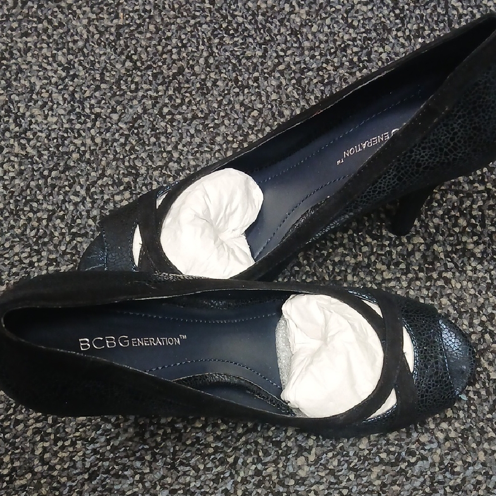 BCBGeneration Black Peep-Toe Heels